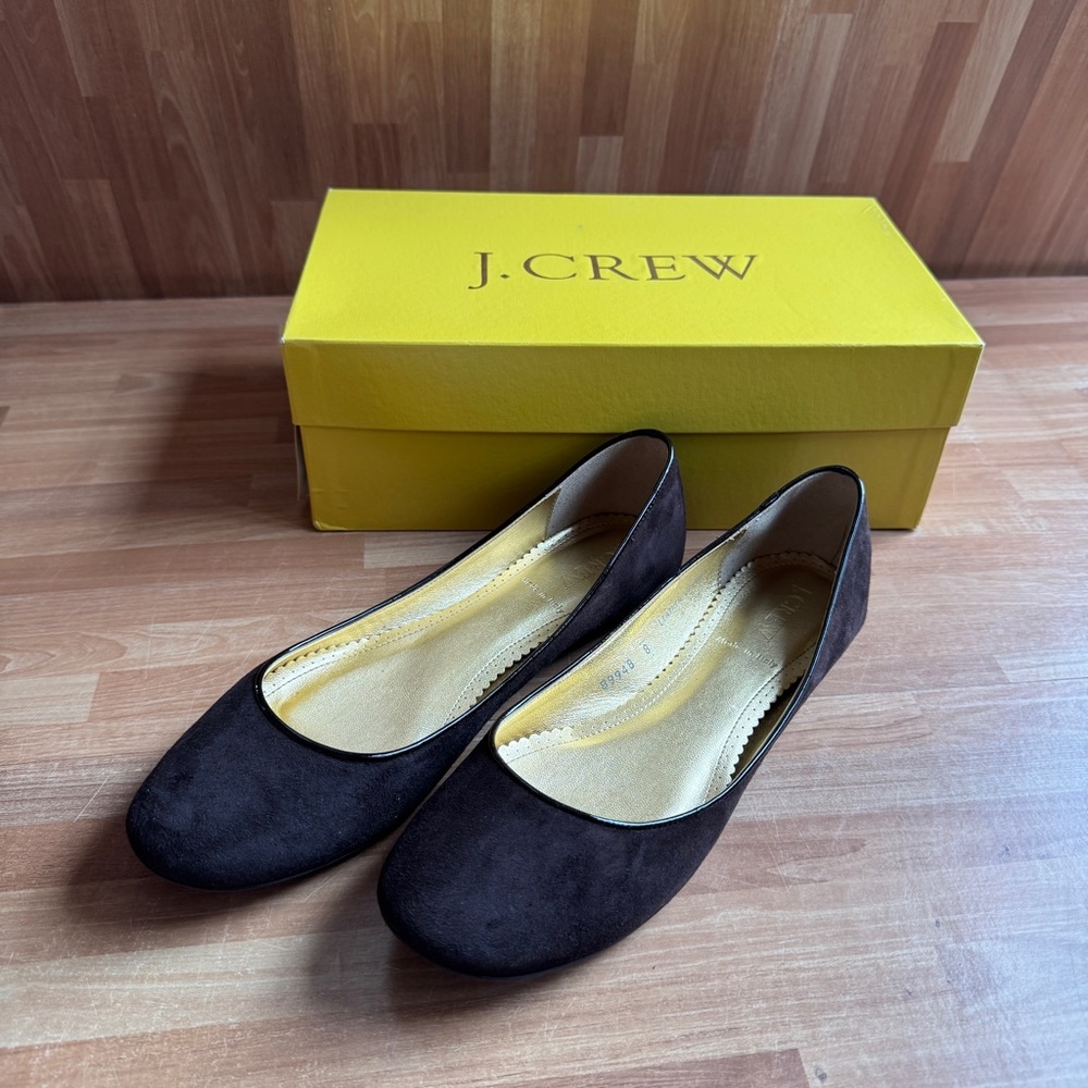 J. Crew city suede ballet flats, espresso, size 8